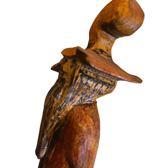 Cowboy Hillbilly Statue Hand Carved Wooden Folk Art Sculpture 11 Inch Vintage - Picture 8 of 16